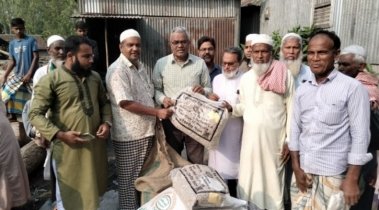 চৌহালীতে বিনামূল্যে কৃষকের মাঝে বাদাম বীজ বিতরণ