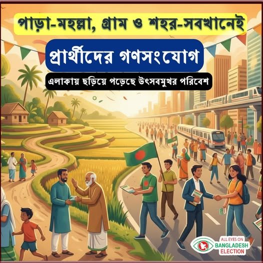পাড়া মহল্লা, গ্রাম ও শহর সবখানেই প্রার্থীদের গণসংযোগ এলাকায় ছড়িয়ে পড়েছে উৎসবমুখর পরিবেশ